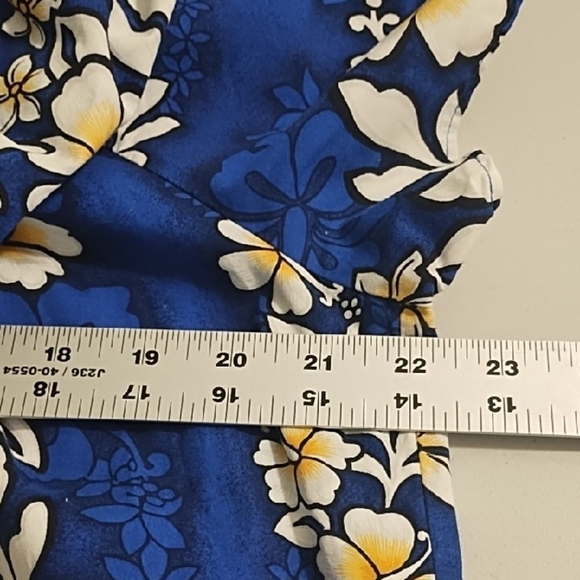 Hawaiian Tropical Floral Tiered Off-or on Shoulder Beachy Sundress Pocket - Picture 4 of 10